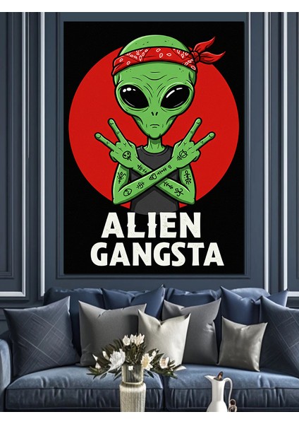 Alien Gangsta Tasarımı Dekoratif Kanvas - Mdf Ahşap Tablo