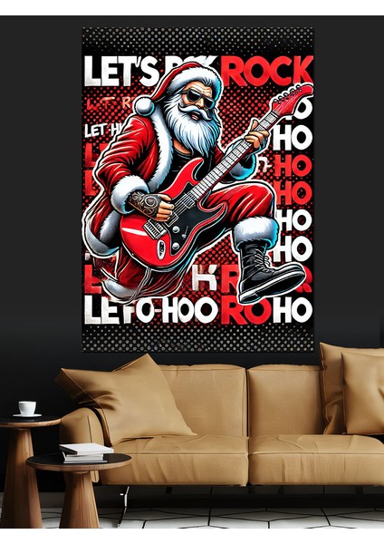 Noel Baba Rock Yapıyor Dekoratif Kanvas - Mdf Ahşap Tablo
