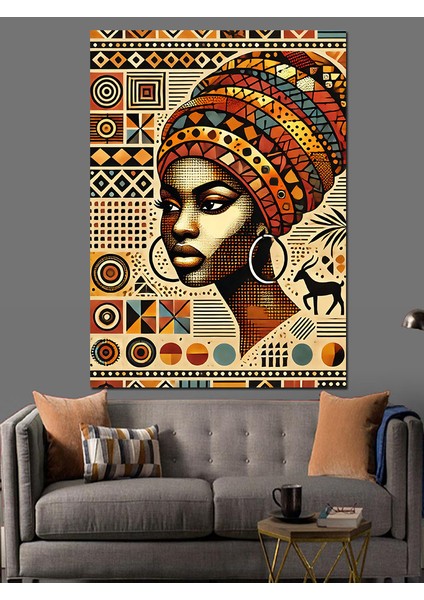 Afrikalı Kadın ve Desenler Dekoratif Kanvas - Mdf Ahşap Tablo modelleri