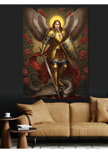 Melek ve Savaşçı Kadın Dekoratif Kanvas - Mdf Ahşap Tablo