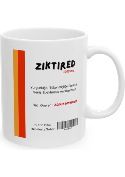 Ziktired Baskılı Hediyelik Baskılı Porselen Beyaz Lüks Kupa Bardak