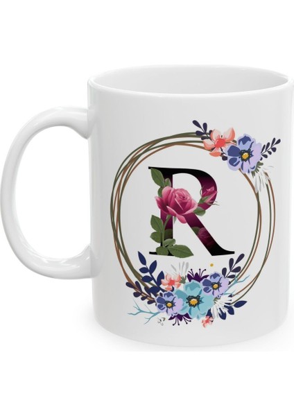 R Harf Baskılı Hediyelik Baskılı Porselen Beyaz Lüks Kupa Bardak fiyatları