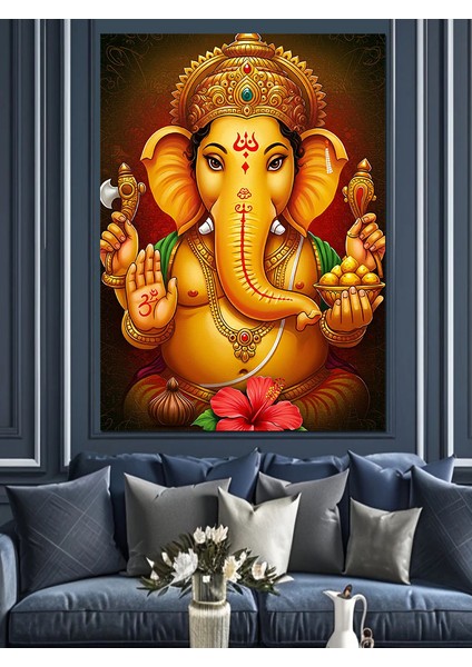 Tanrı Ganesha Dekoratif Kanvas - Mdf Ahşap Tablo