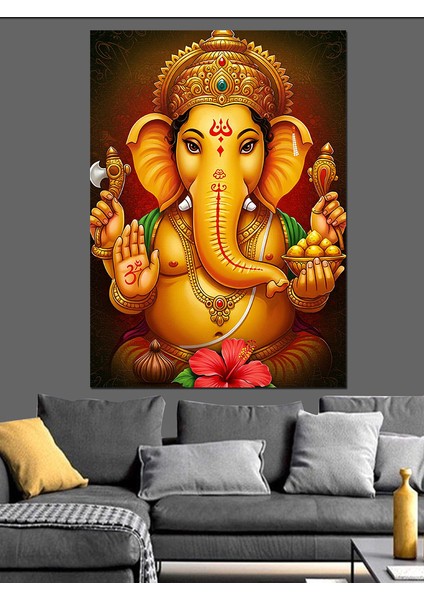 Tanrı Ganesha Dekoratif Kanvas - Mdf Ahşap Tablo