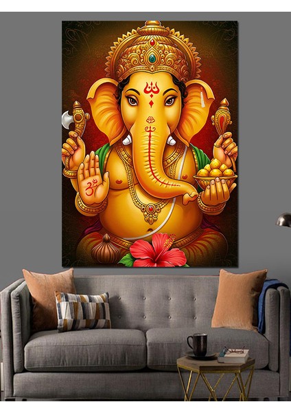 Tanrı Ganesha Dekoratif Kanvas - Mdf Ahşap Tablo