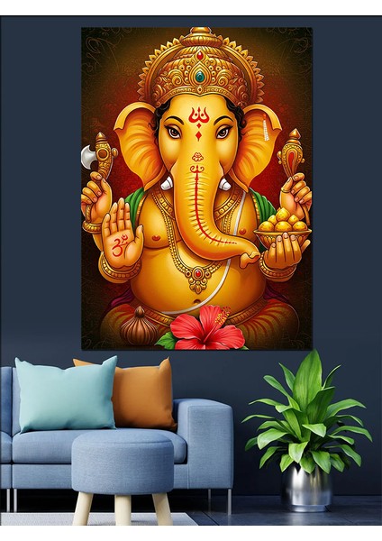 Tanrı Ganesha Dekoratif Kanvas - Mdf Ahşap Tablo