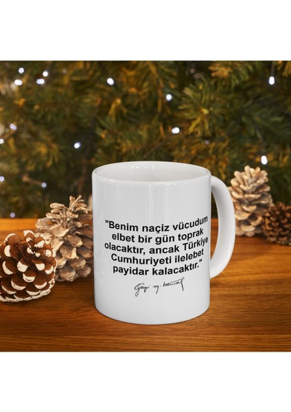 10 Kasım Atatürk Baskılı Porselen Beyaz Lüks Kupa Bardak modelleri