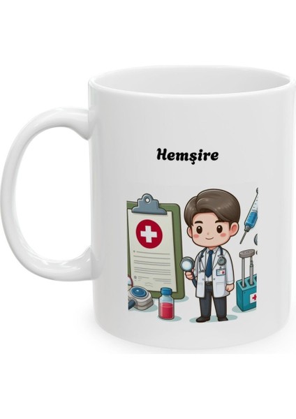 Erkek Hemşire Hediyelik Baskılı Porselen Beyaz Lüks Kupa Bardak fiyatları