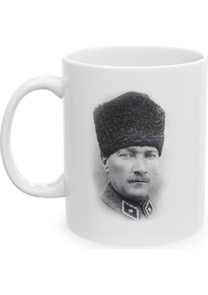 10 Kasım Atatürk Baskılı Porselen Beyaz Lüks Kupa Bardak3