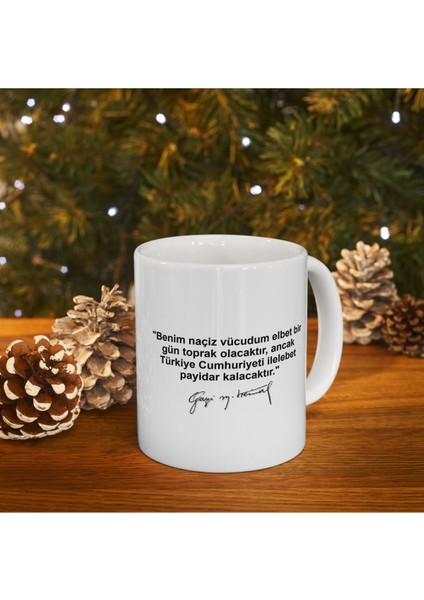 10 Kasım Atatürk Baskılı Porselen Beyaz Lüks Kupa Bardak3 modelleri