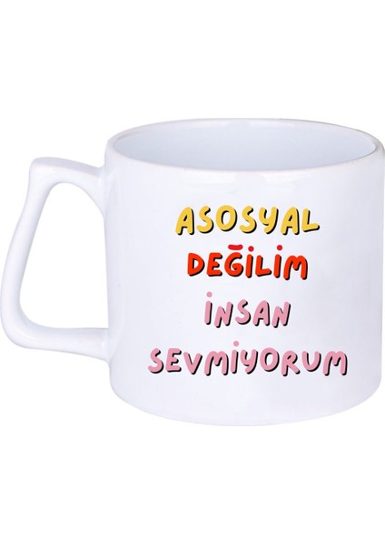 Asosyal Değilim Insan Sevmiyorum Hediyelik Baskılı Porselen Beyaz Lüks Latte Fincanı fiyatları