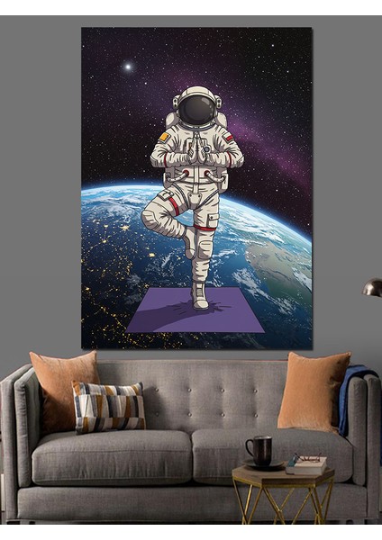 Uzayda Astronot Dekoratif Kanvas - Mdf Ahşap Tablo