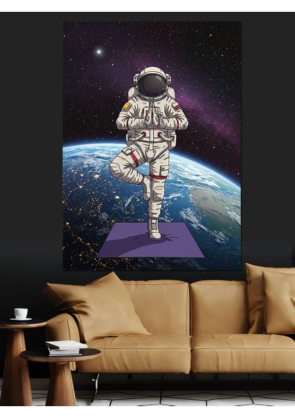 Uzayda Astronot Dekoratif Kanvas - Mdf Ahşap Tablo