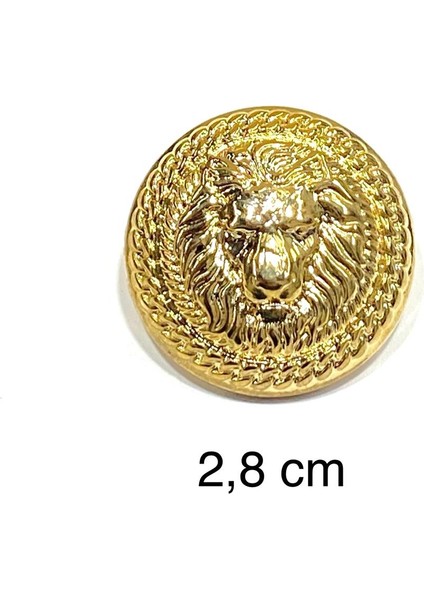 Kaban Mont Düğmesi/ Aslan Model / Gold / 6 Lı Set / 2,8 Cm modelleri