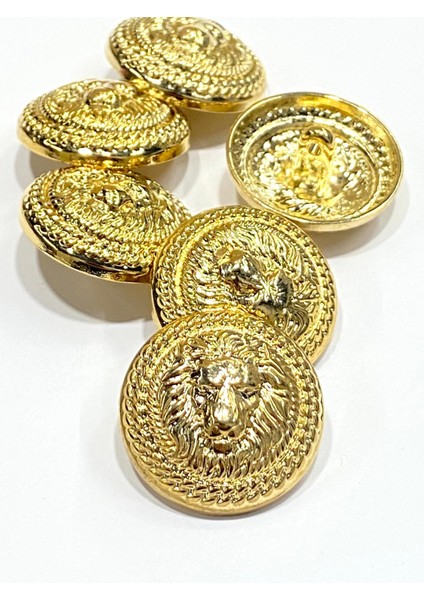 Kaban Mont Düğmesi/ Aslan Model / Gold / 6 Lı Set / 2,8 Cm fırsatları