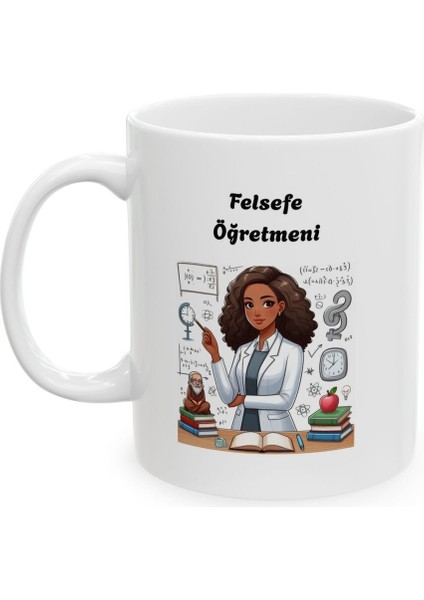 Kadın Felsefe Öğretmeni Hediyelik Baskılı Porselen Beyaz Lüks Kupa Bardak fiyatları