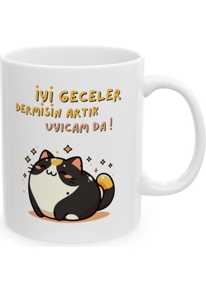 Iyi Geceler Dermisin Hediyelik Baskılı Porselen Beyaz Lüks Kupa Bardak