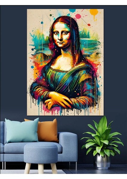 Renk Patlamasıyla Mona Lisa Dekoratif Kanvas - Mdf Ahşap Tablo fiyatları