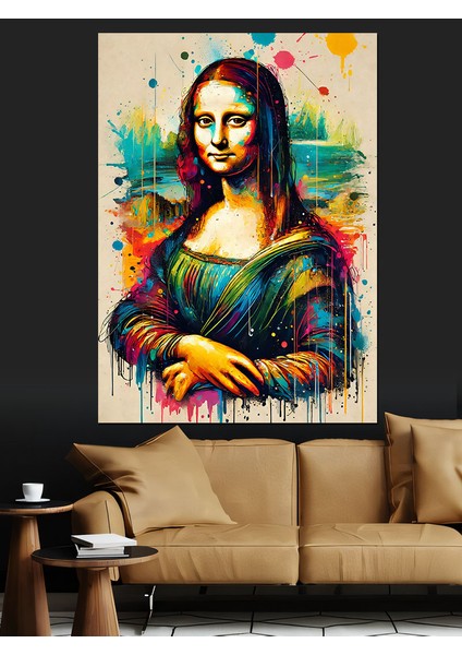 Renk Patlamasıyla Mona Lisa Dekoratif Kanvas - Mdf Ahşap Tablo modelleri