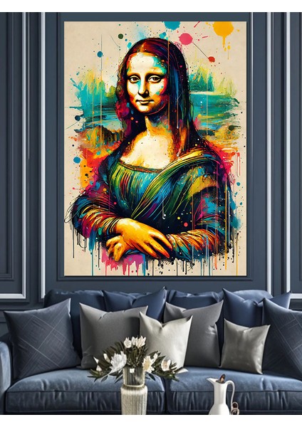 Renk Patlamasıyla Mona Lisa Dekoratif Kanvas - Mdf Ahşap Tablo fırsatları