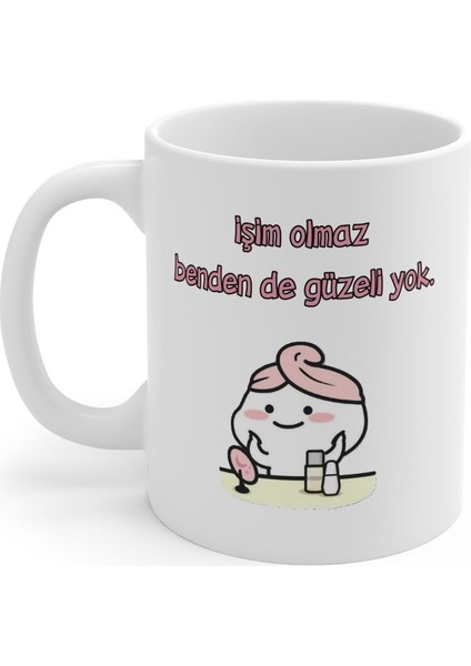 Işim Olmaz Benden De Güzeli Yok Hediyelik Baskılı Porselen Beyaz Lüks Kupa Bardak fiyatları