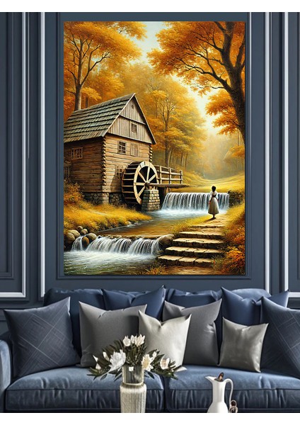 Su Değirmeni ve Doğa Dekoratif Kanvas - Mdf Ahşap Tablo fiyatları