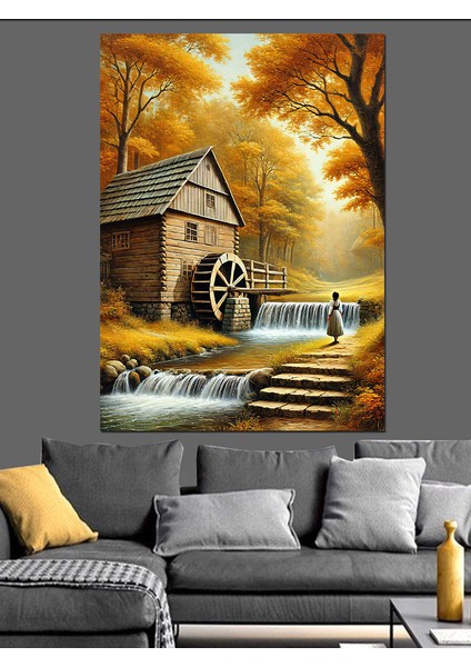 Su Değirmeni ve Doğa Dekoratif Kanvas - Mdf Ahşap Tablo modelleri