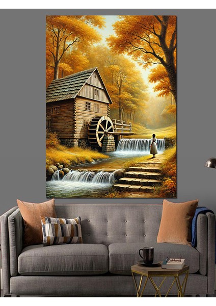 Su Değirmeni ve Doğa Dekoratif Kanvas - Mdf Ahşap Tablo fırsatları