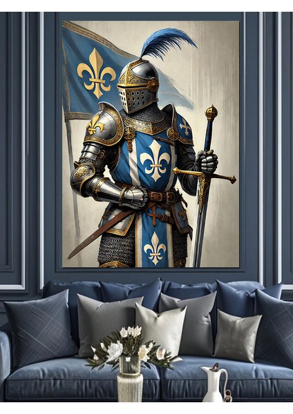 Şövalye ve Zırh Dekoratif Kanvas - Mdf Ahşap Tablo