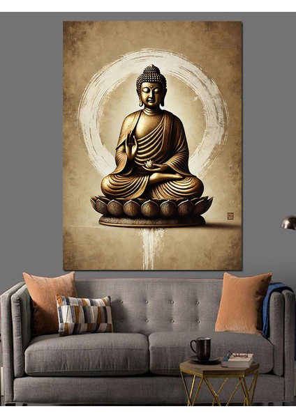Meditasyon Yapan Buda Dekoratif Kanvas - Mdf Ahşap Tablo fırsatları