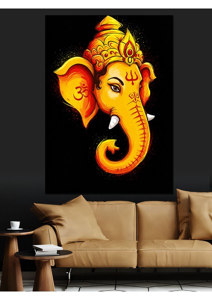 Lord Ganesha Çizimi Dekoratif Kanvas - Mdf Ahşap Tablo