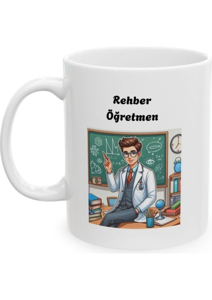 Erkek Rehber Öğretmen Hediyelik Baskılı Porselen Beyaz Lüks Kupa Bardak fiyatları
