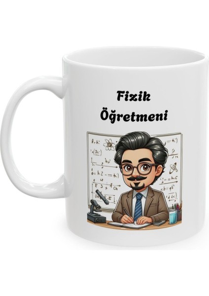 Erkek Fizik Öğretmeni Hediyelik Baskılı Porselen Beyaz Lüks Kupa Bardak fiyatları