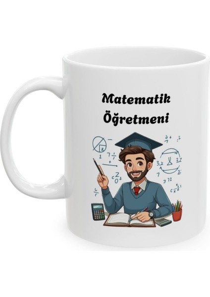 Erkek Matematik Öğretmeni Baskılı Porselen Beyaz Lüks Kupa Bardak fiyatları