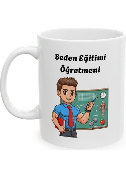 Erkek Beden Eğitimi Öğretmeni Hediyelik Baskılı Porselen Beyaz Lüks Kupa Bardak fiyatları