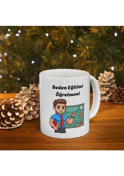 Erkek Beden Eğitimi Öğretmeni Hediyelik Baskılı Porselen Beyaz Lüks Kupa Bardak modelleri