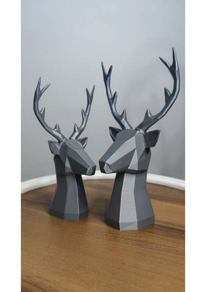 2 Li Set Geyik Figürlü Modern Iskandinav Dekoratif Hediyelik Galaksi/gümüş Gri 22 cm /19 cm Gizzstore Home