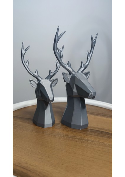 2 Li Set Geyik Figürlü Modern Iskandinav Dekoratif Hediyelik Galaksi/gümüş Gri 22 cm /19 cm Gizzstore Home fiyatları