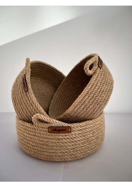Hasır 3'lü Düzenleyici Sepet, Çok Amaçlı, Jüt Sepet Takımı, Mutfak, Banyo, Ekmek Sepeti, Havlu Sepet