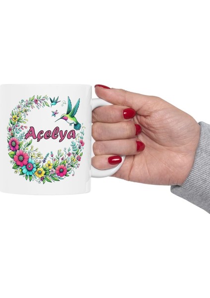 Açelya Isim Baskılı Hediyelik Baskılı Porselen Beyaz Lüks Kupa Bardak modelleri