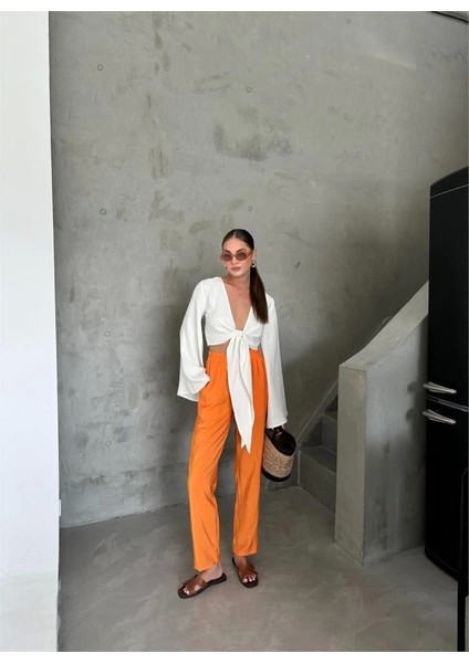 Be Atik Detayı Oda Kuaş Pantoon Orange