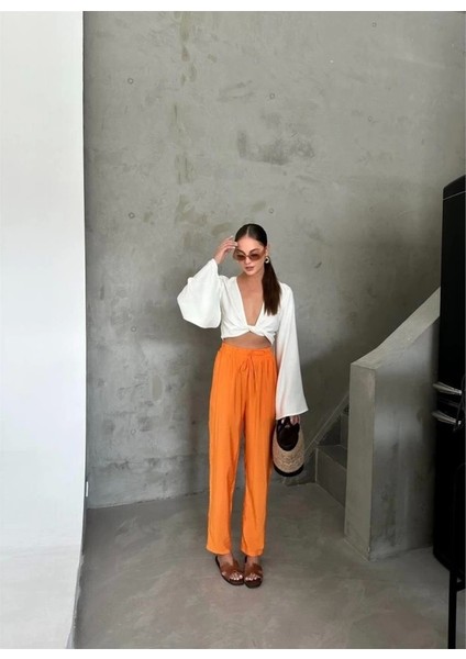 Be Atik Detayı Oda Kuaş Pantoon Orange