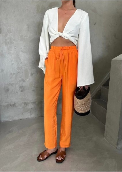 Be Atik Detayı Oda Kuaş Pantoon Orange