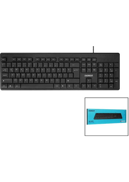 Everest KB-1002 USB Kablolu Klavye Q Kalvye 130CM Kablo (4767)
