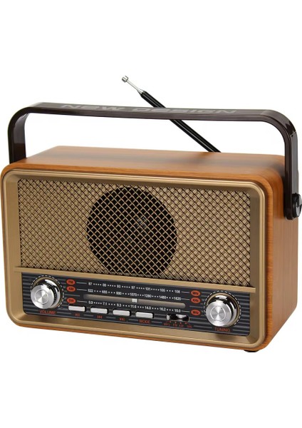 MD-511BT Nostaljik Görünümlü Ahşap Radyo Bluetooth Hoparlör USB Tf Fm Radyo