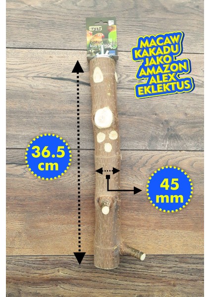 Venty 36.5 cm Doğal Kalın Papağan Tüneği | Macaw, Kakadu, Jako, Amazon, Alex, Eklektus - T525 | Ağaç Dalı