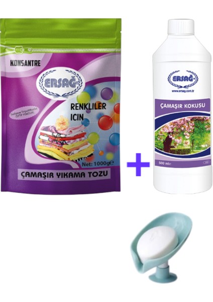 Renkliler Için Çamaşır Yıkama Tozu 1000 gr - Çamaşır Kokusu 500 Ml+(Sabunluk HEDIYE'LI)101-12