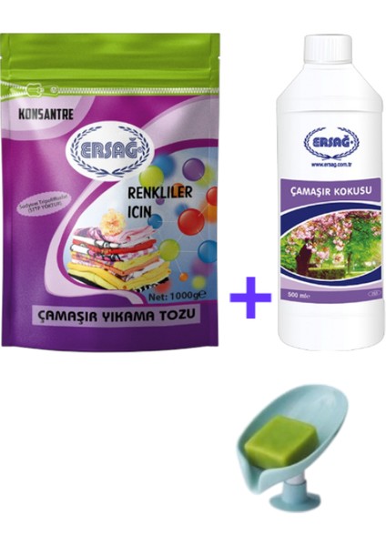 Renkliler Için Çamaşır Yıkama Tozu 1000 gr - Çamaşır Kokusu 500 Ml+(Sabunluk HEDIYE'LI)101-15