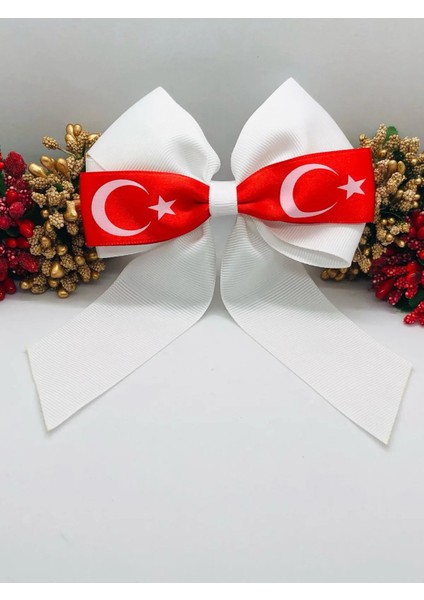 Ay Yıldızlı Kırmızı Beyaz Grogren Kurdele Pens Fiyonk Toka fiyatları