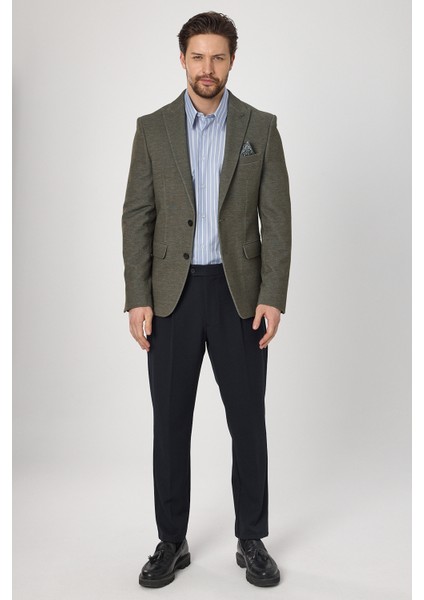 Müller Svr Erkek Haki Sivri Yaka Pamuk Karışımlı Esneyen Kumaş Likralı Blazer Ceket modelleri